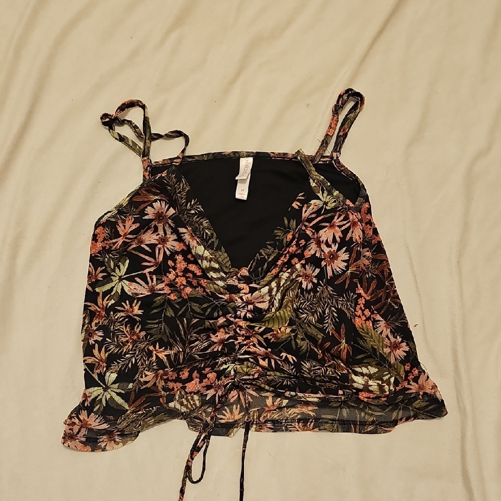 Adjustable Scrunch Front Cami Crop Top